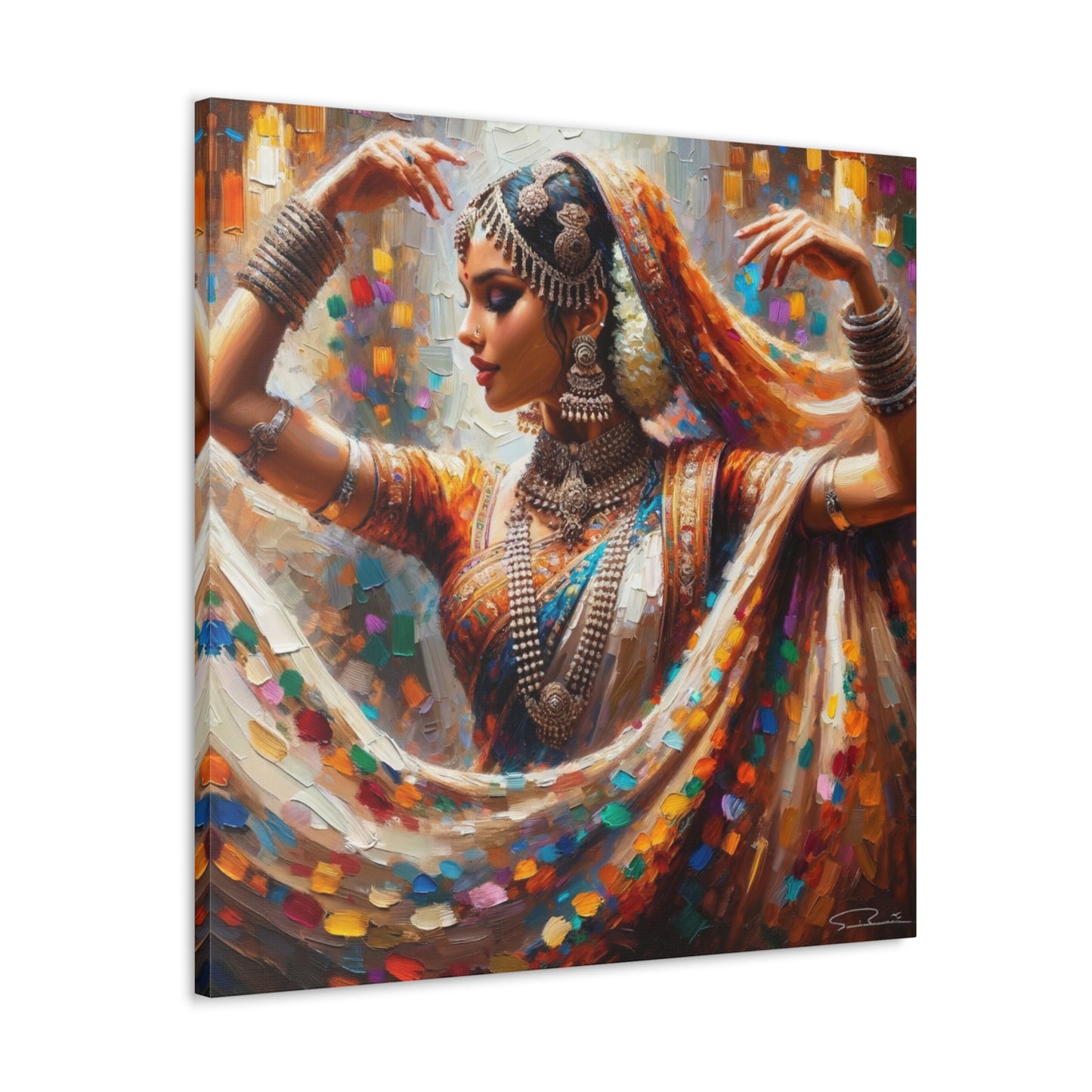 Art Print#2 of Indo-Trinidadian Woman, Oil Finish, West Indian Ethnicity, Cultural, Heritage, Art, Black Woman, Canvas Gallery Wraps