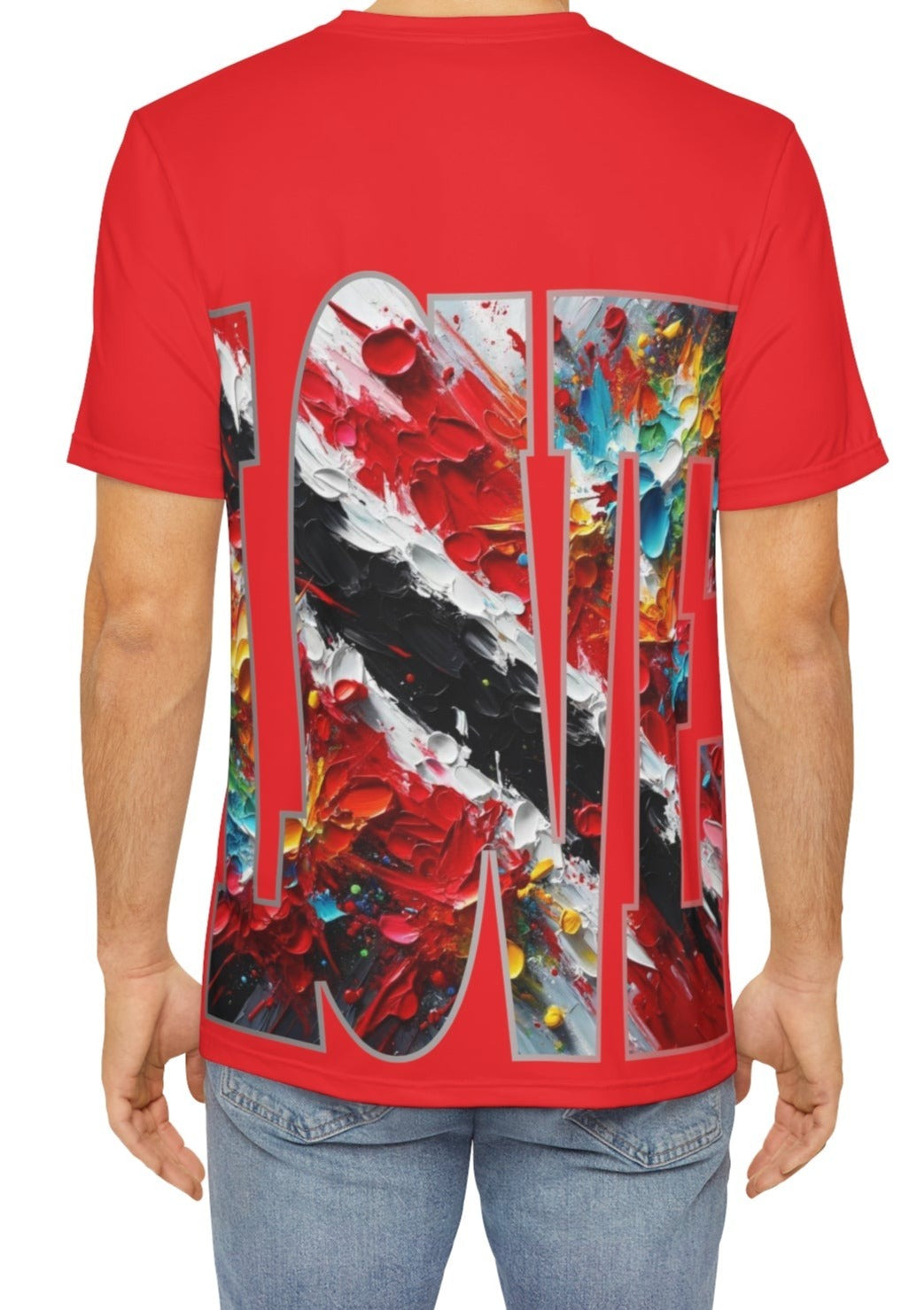 Men's Brushed Polyester Short Sleeve Tee (AOP), "Love Trinidad" "Trini Pride"