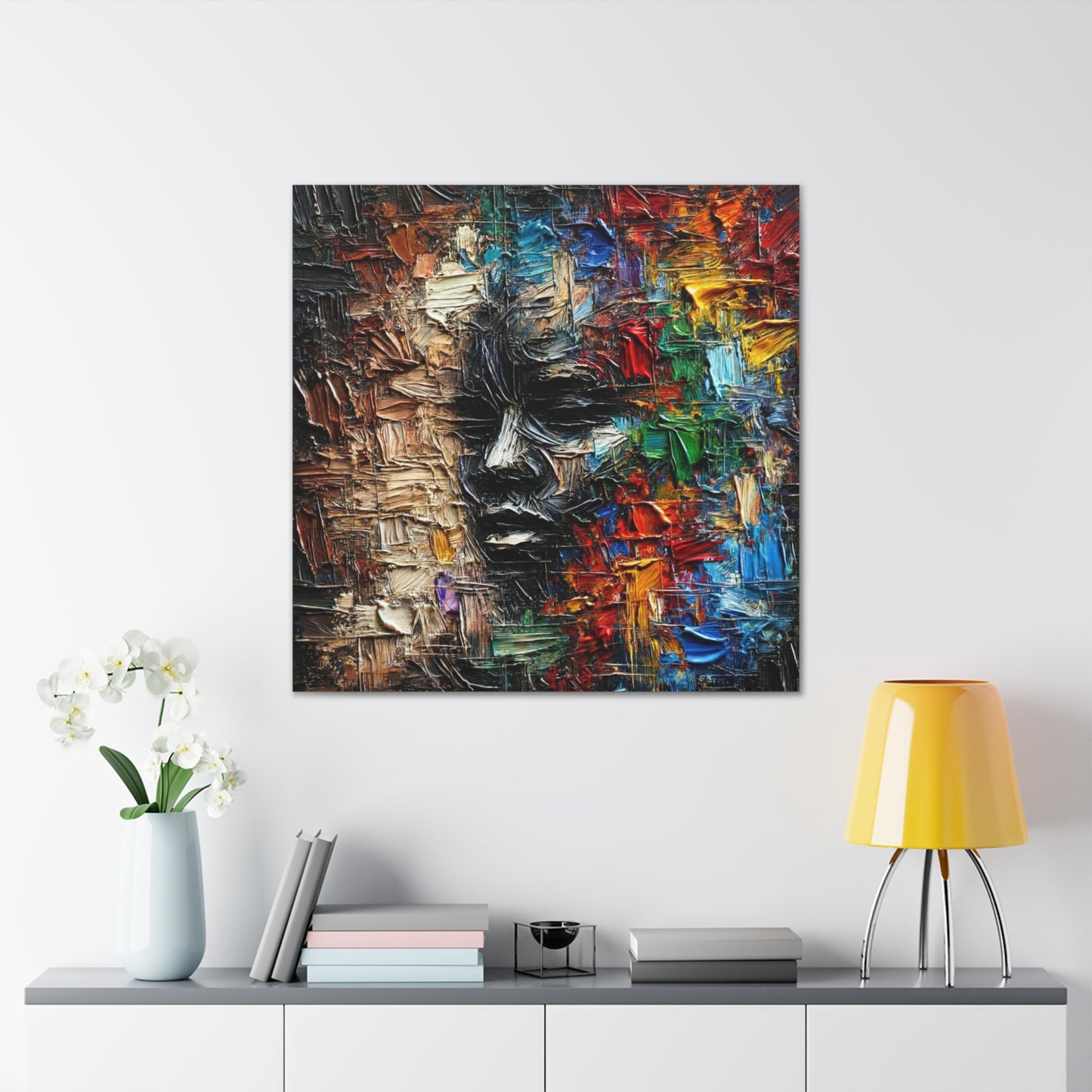 Art Print, African Print, Black Power, African Mask, Abstract Oil Finish, Unity, One Love, Canvas Gallery Wrap