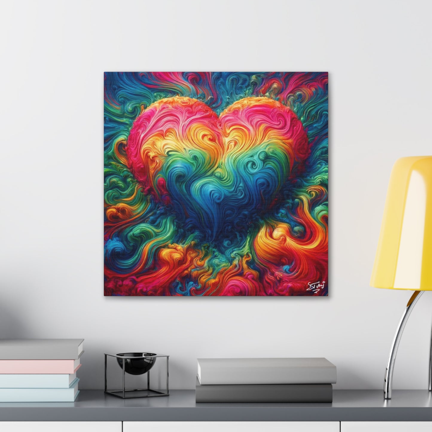 Art Print, "Love," Oil Finish, Unity, Togetherness, One Love, Semi-Abstract, Canvas Gallery Wrap