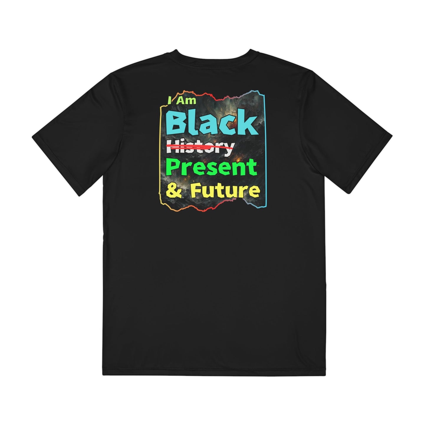 Men's Brushed Polyester Short Sleeve Tee (AOP), "I Am Black Present & Future"