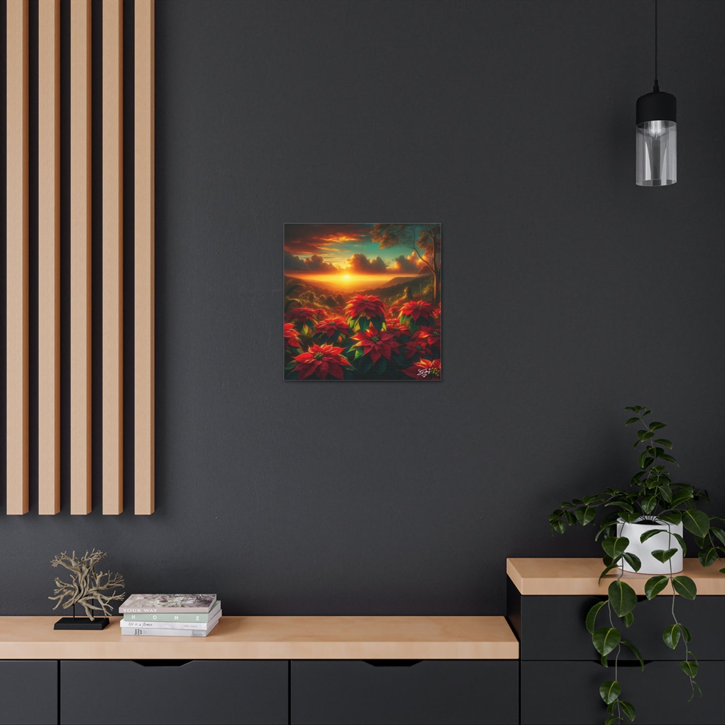 Print #2 of Wild Poinsettia Plants in the Caribbean During Sunset, Trinidad and Tobago, Canvas Gallery Wraps