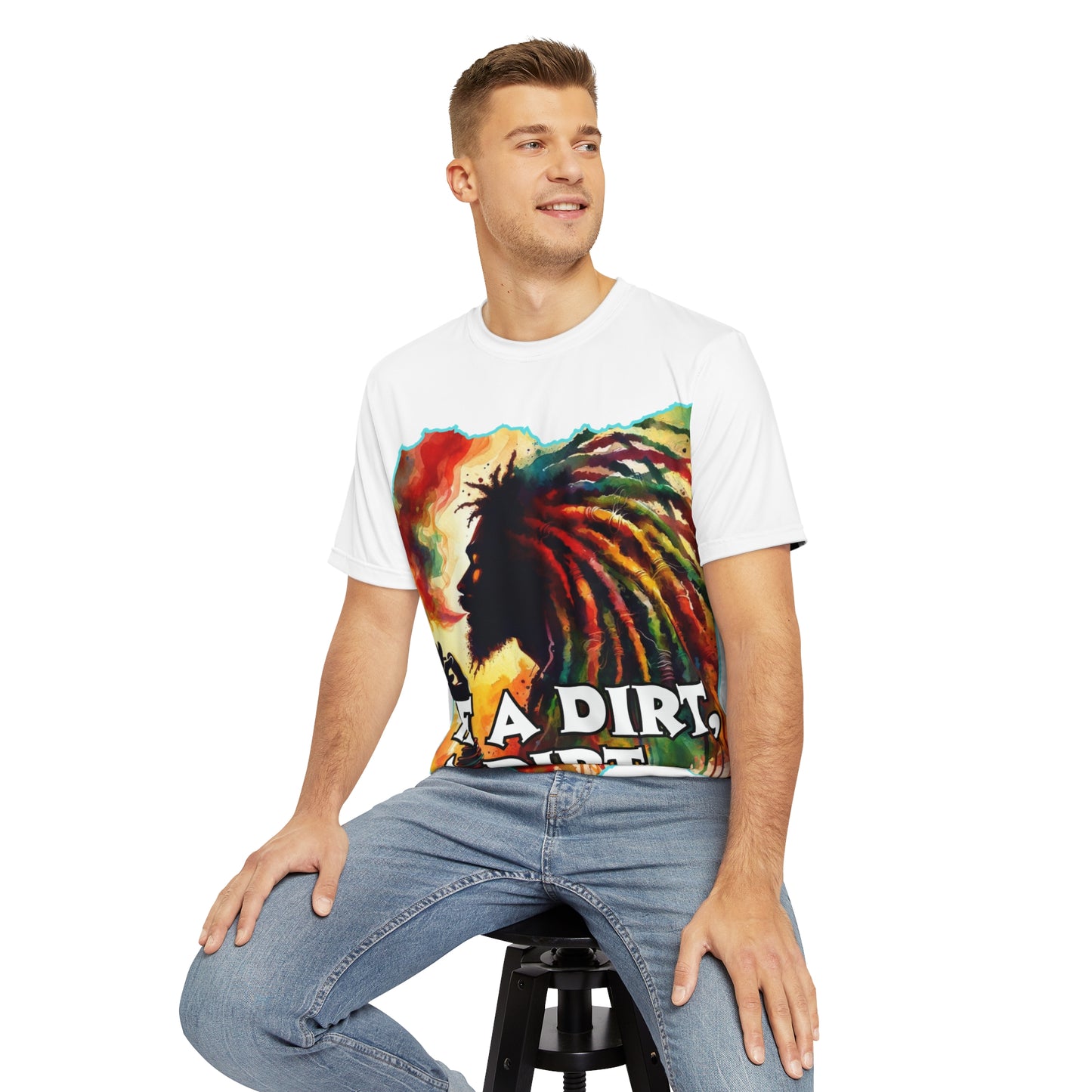 Men's Brushed Polyester Short Sleeve Tee (AOP), "If A Dirt A Dirt"