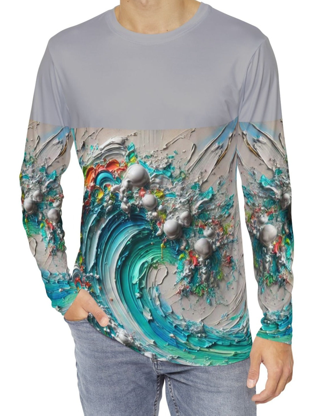 Men's Brushed Polyester Long Sleeve Shirt (AOP) Abstract Paint Print