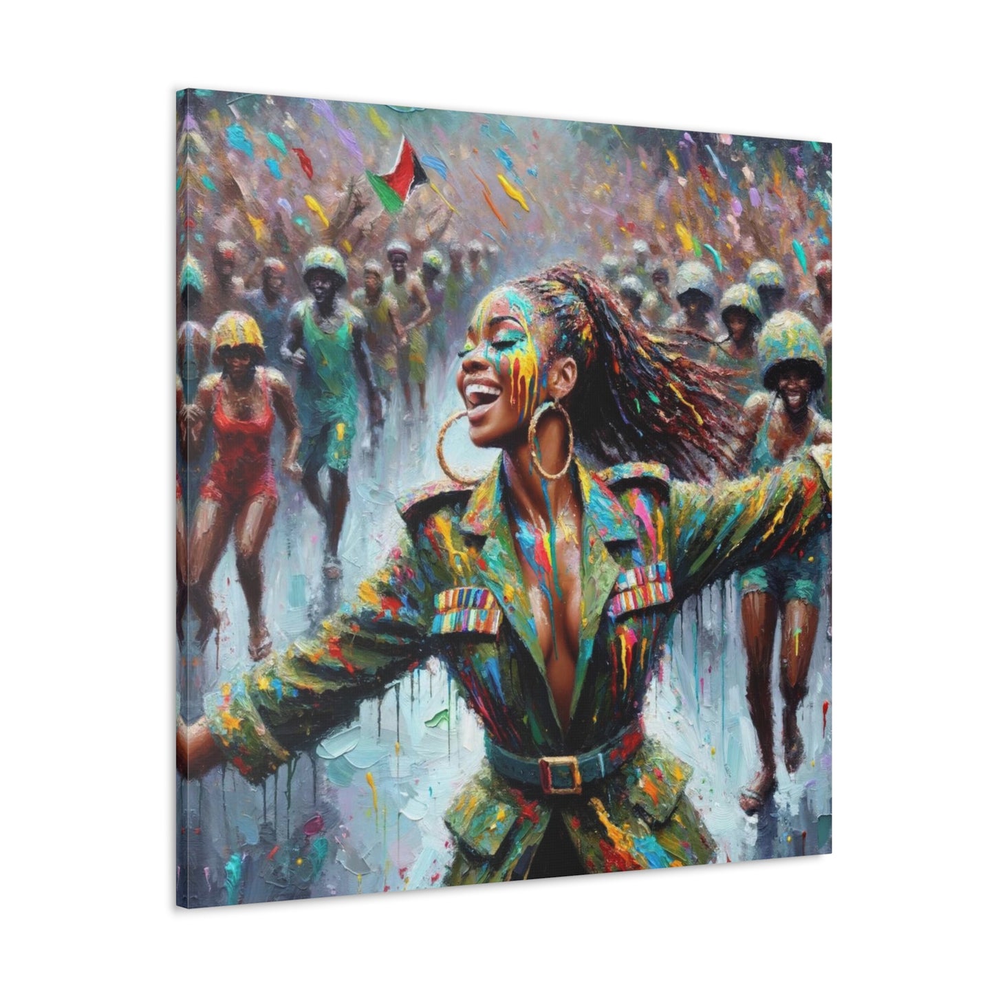 Art Print of Jouvert Morning, Afro-Caribbean Woman, Oil Finish, West Indian Ethnicity, Cultural, Heritage, Canvas Gallery Wraps