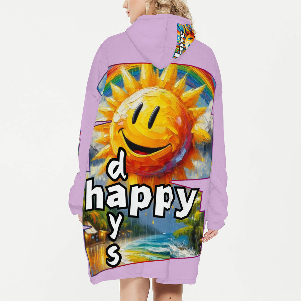 Flannel Sleeper Blanket Hoodie | "Love Life, Happy Days"