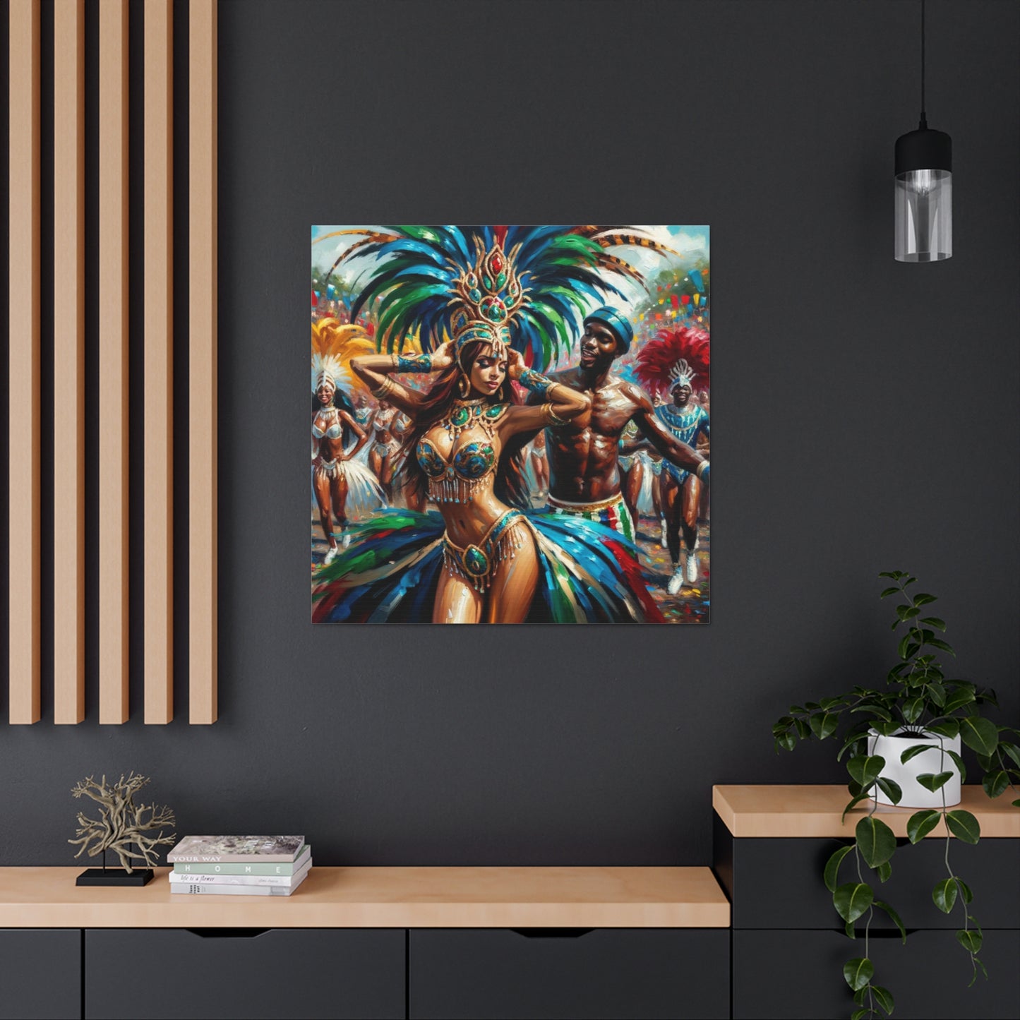 Art Print, Trini Masqueraders, Carnival, Oil Finish, West Indian Ethnicity, Cultural, Heritage, Indo & Afro Caribbean, Canvas Gallery Wraps