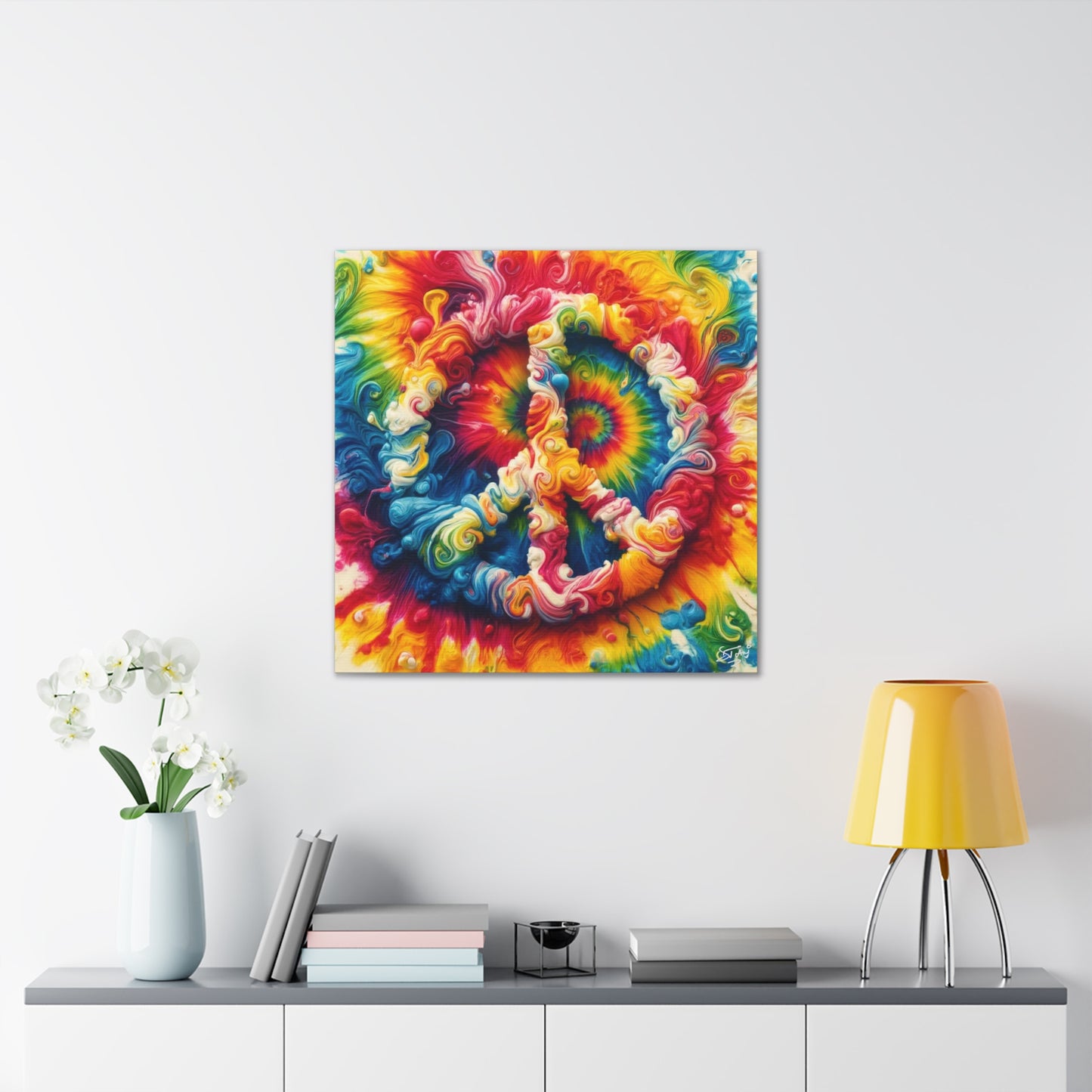 Art Print, "Peace," Oil Finish, Unity, One Love, Semi-Abstract, Canvas Gallery Wrap