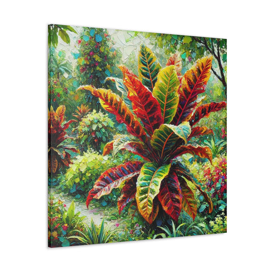 Art Print, Crotons, Oil Finish, West Indian Art, Canvas Gallery Wraps