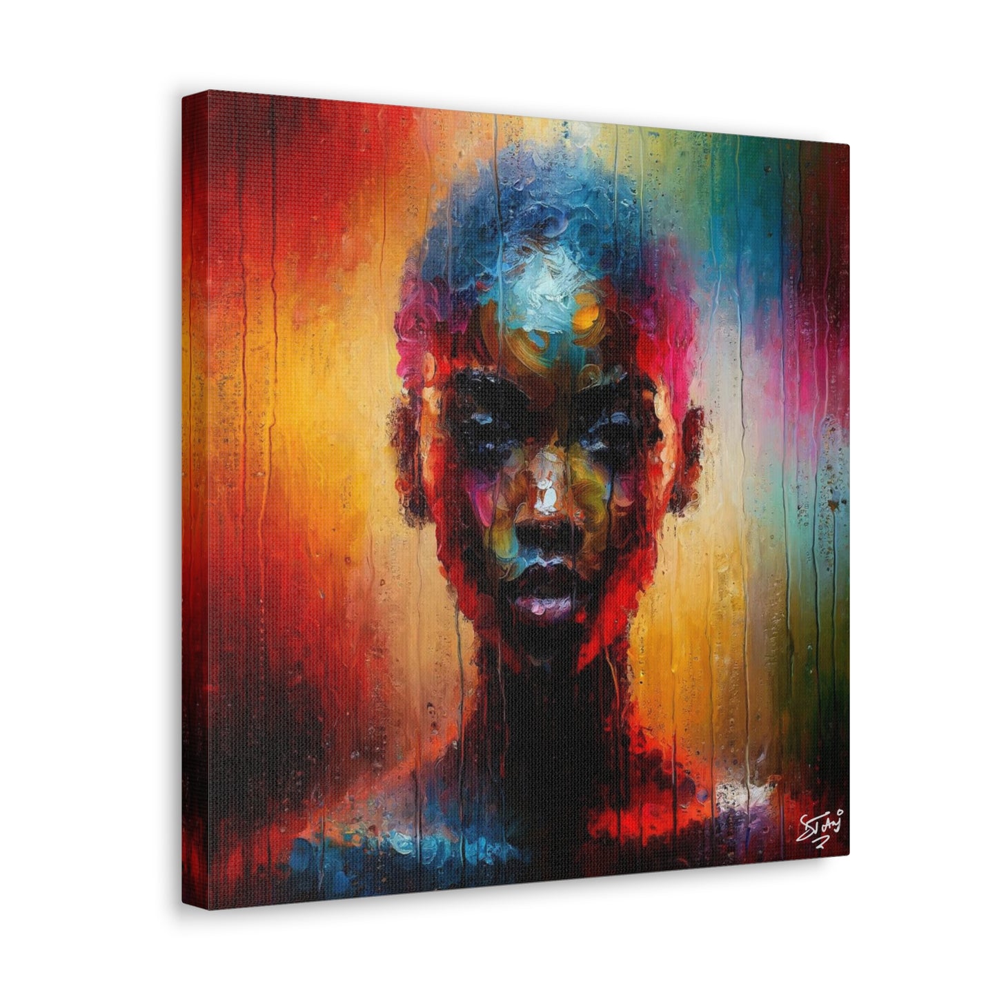 Art Print, Afro-Caribbean Woman in Sauna (2), Oil Finish, West Indian Ethnicity, Cultural, Heritage, Semi-Abstract, Canvas Gallery Wrap