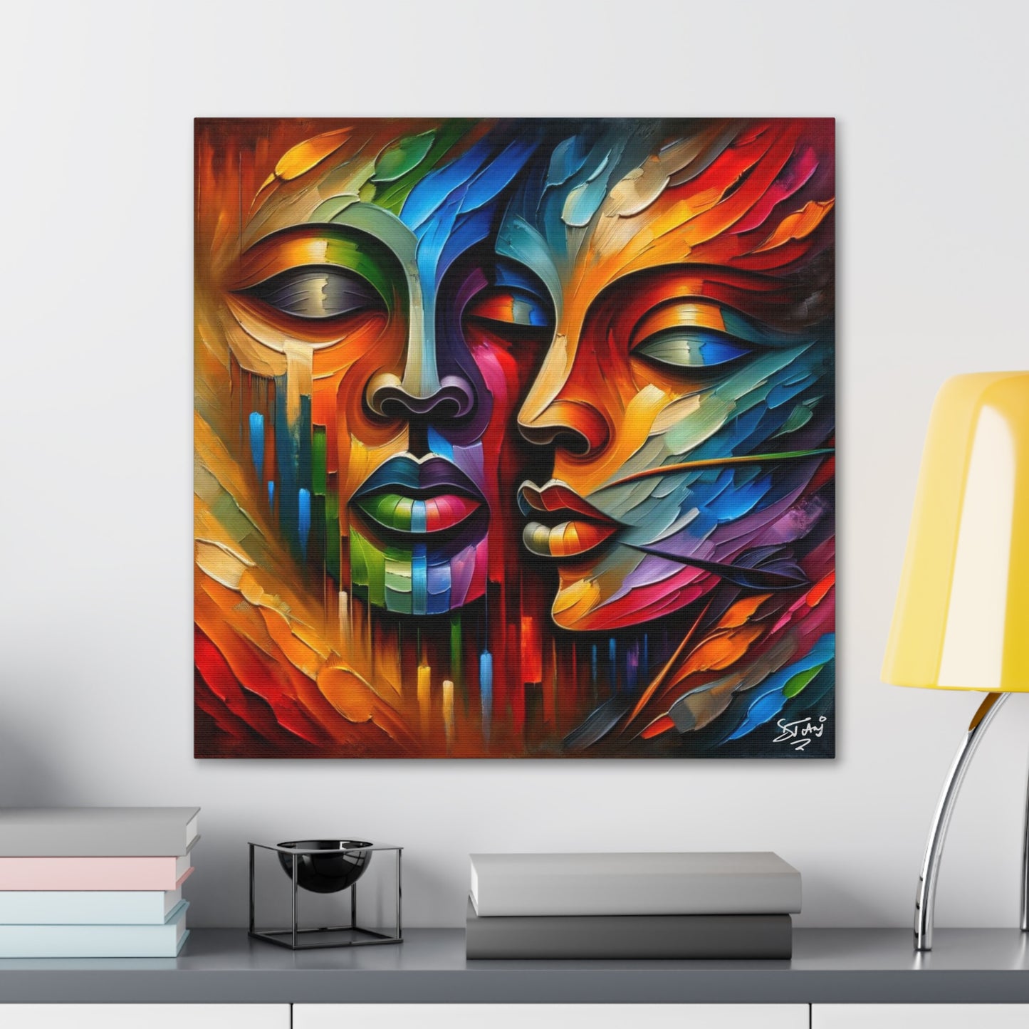 Art Print, Afro-Caribbean Masks, Oil Finish, Carnival,  West Indian Ethnicity, Cultural, Heritage, Semi-Abstract, Canvas Gallery Wrap