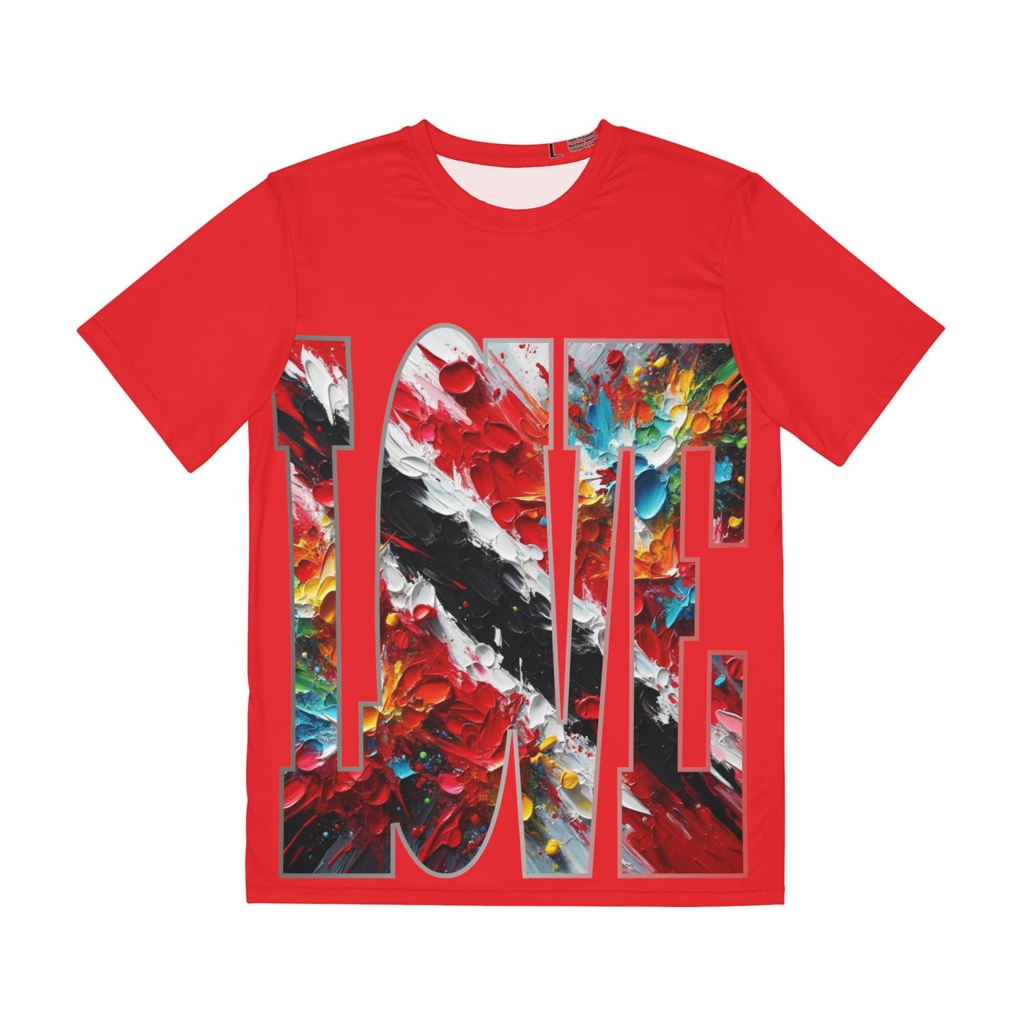 Men's Brushed Polyester Short Sleeve Tee (AOP), "Love Trinidad" "Trini Pride"