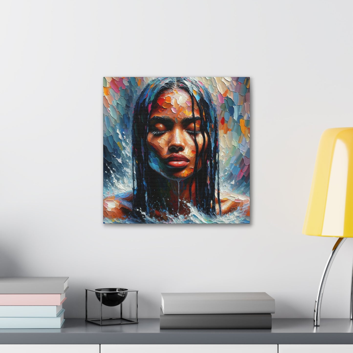 Art Print#7 of Trini Woman - Chilling in the Caribbean Sea, Oil Finish, West Indian Ethnicity, Cultural, Heritage Art, Canvas Gallery Wraps