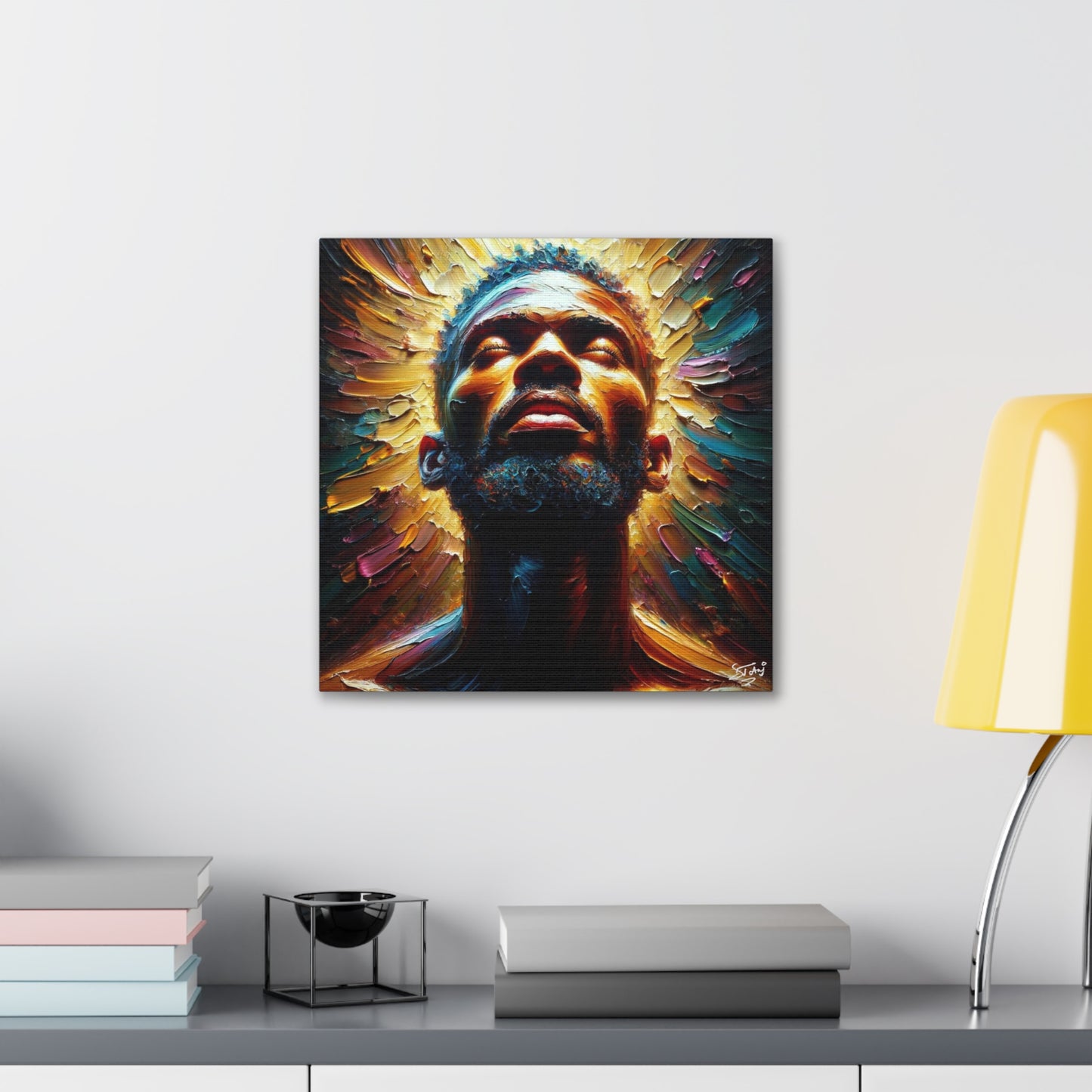 Art Print, Afro-Caribbean Man, "In the Light" Oil Finish, West Indian Ethnicity, Cultural, Heritage, Abstract, Canvas Gallery Wrap