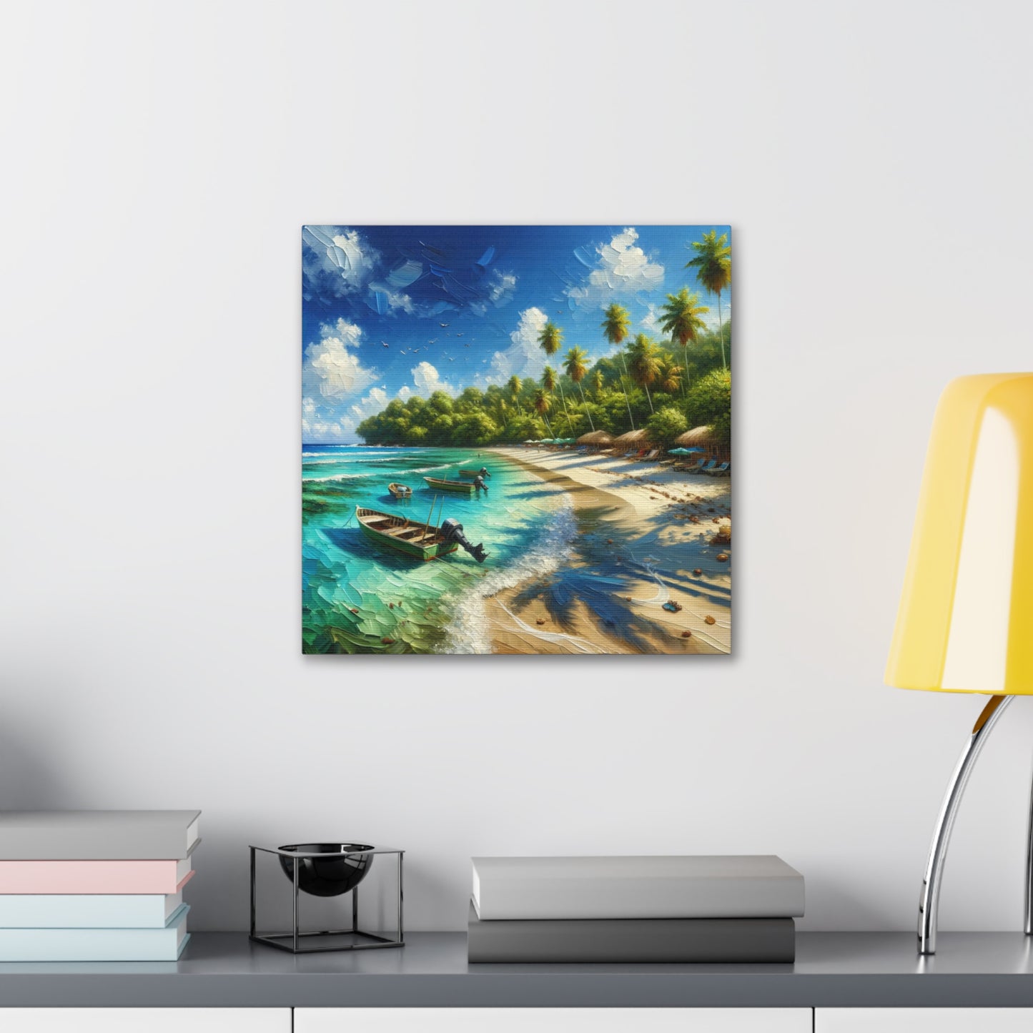 Art Print#2 of Caribbean Beach Scene, Swallows Beach, Tobago, West Indian Art, Canvas Gallery Wraps