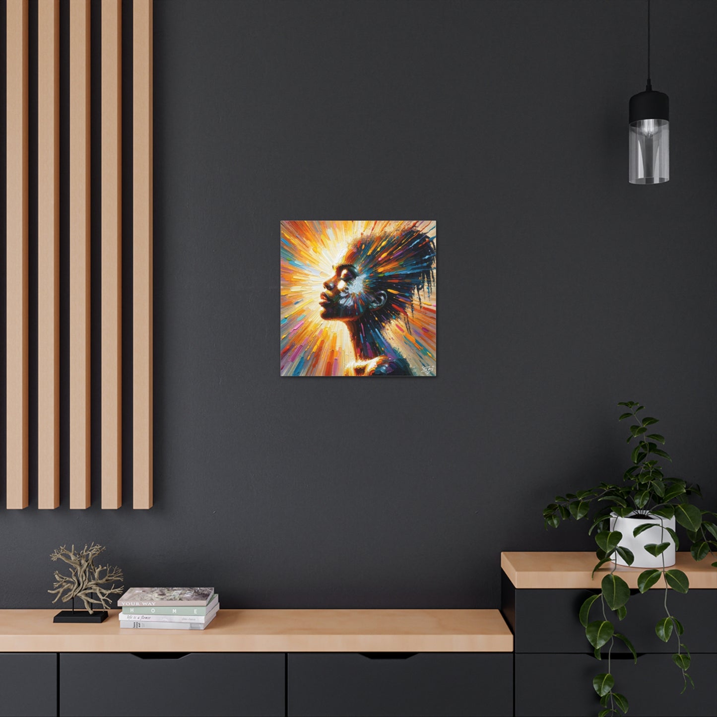 Art Print, Afro-Caribbean Woman, "Bright Light" Oil Finish, West Indian Ethnicity, Cultural, Heritage, Abstract, Canvas Gallery Wrap