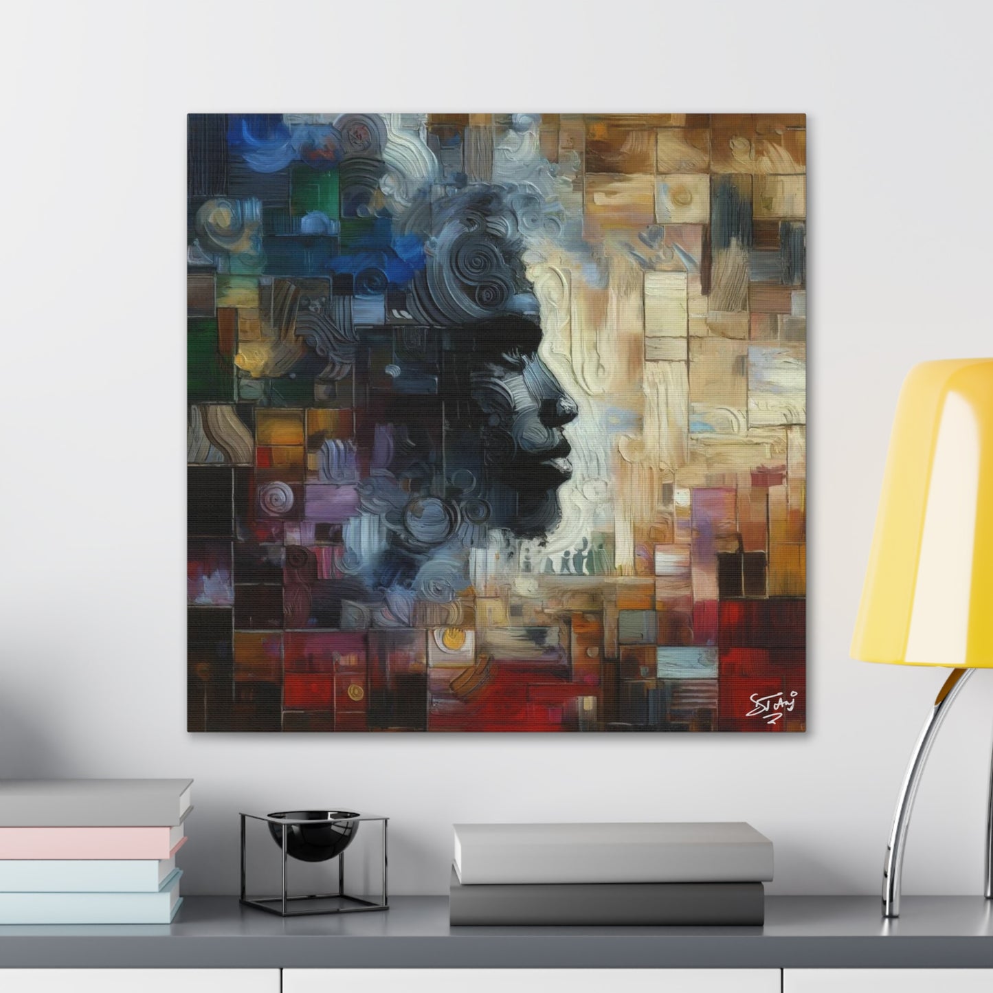 Art Print, Afro-Caribbean Man "In Abstraction," Oil Finish, West Indian Ethnicity, Cultural, Heritage, Abstract, Canvas Gallery Wrap