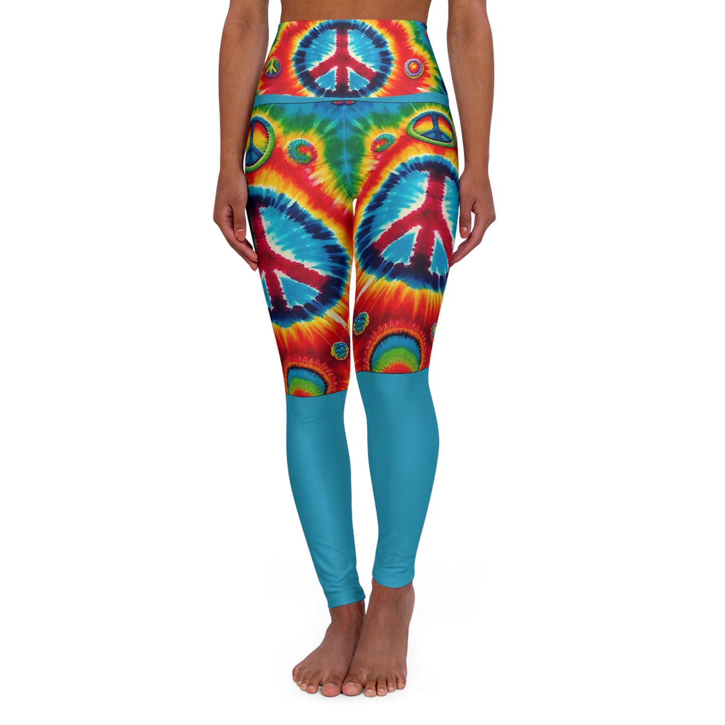 High Waisted Yoga Leggings (AOP) Abstract "Peace" Print