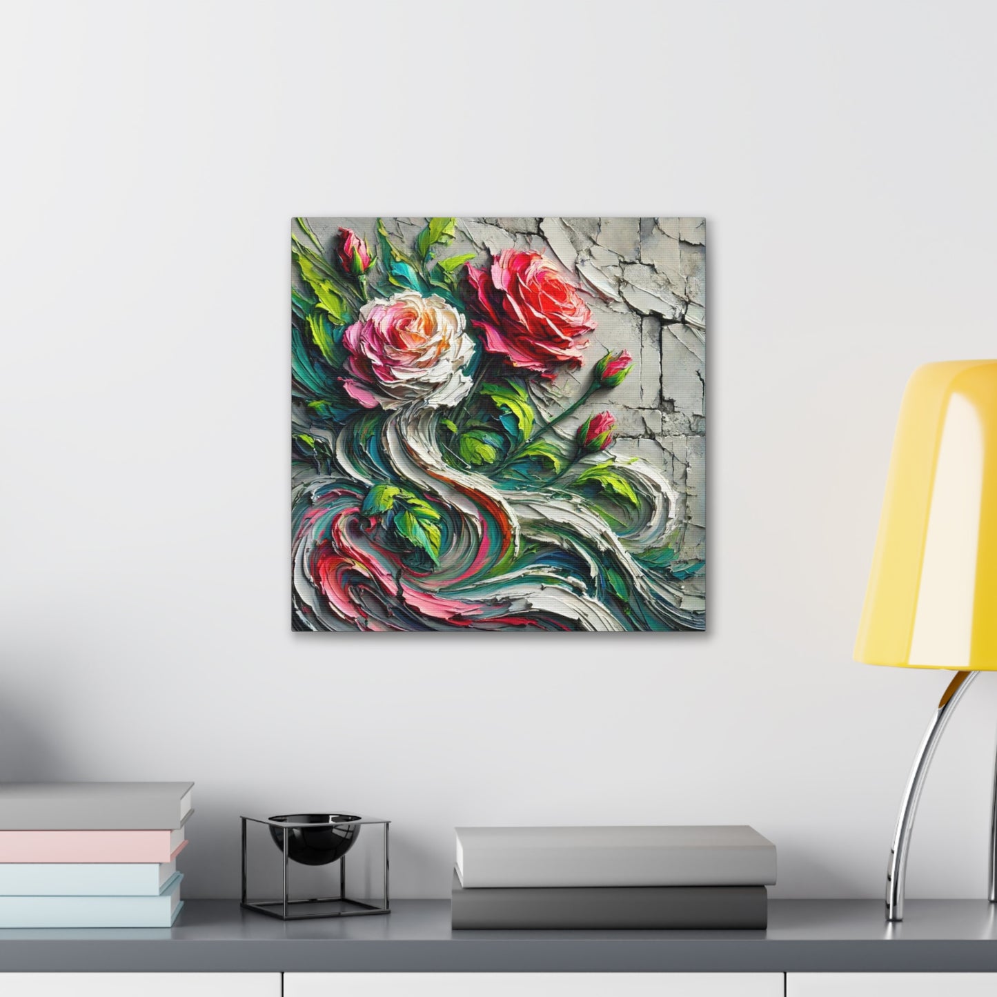 Art Print, "A Rose is a Still a Rose," Abstract Oil Finish, West Indian Art, Canvas Gallery Wraps