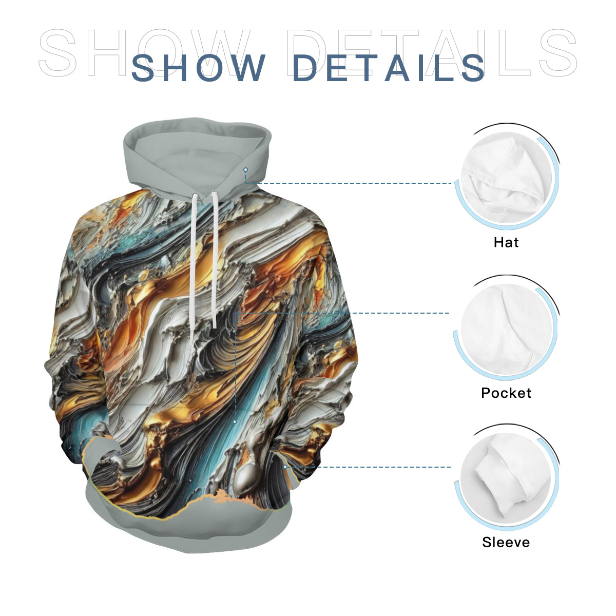 Men's Adult Hoodie Set with Double-Layer Hood "Abstract Paint Print"