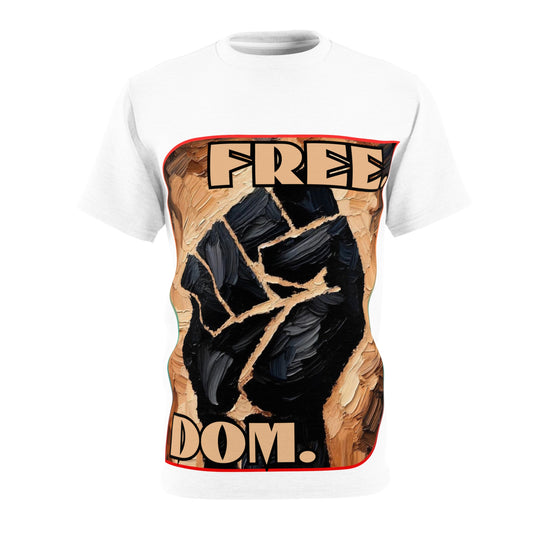 Unisex Cut & Sew Tee (AOP), "FREE.DOM."