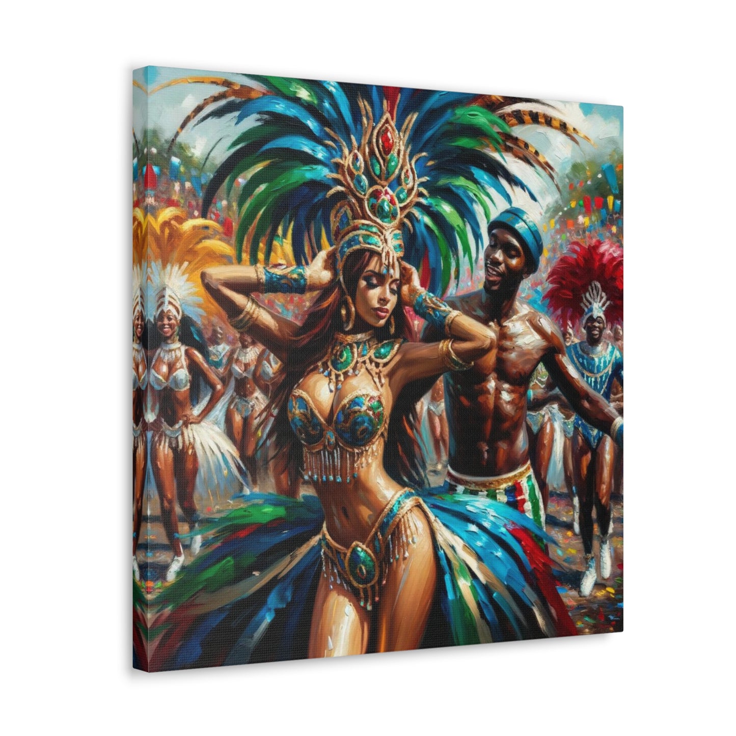 Art Print, Trini Masqueraders, Carnival, Oil Finish, West Indian Ethnicity, Cultural, Heritage, Indo & Afro Caribbean, Canvas Gallery Wraps