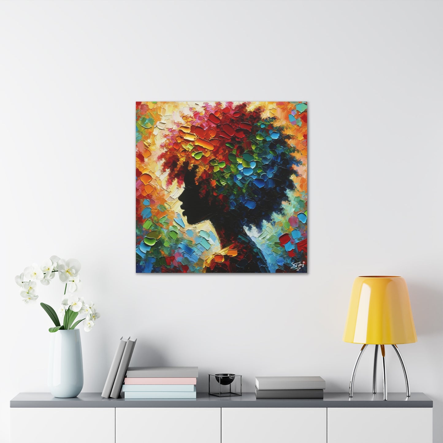 Art Print, Afro-Caribbean Woman, Oil Finish, West Indian Ethnicity, Cultural, Heritage, Semi-Abstract, Canvas Gallery Wrap