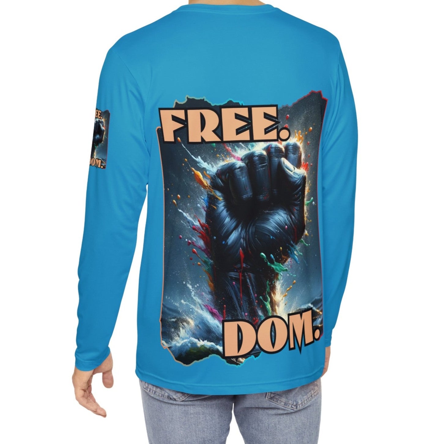 Men's Brushed Polyester Long Sleeve Shirt (AOP) "FREE.DOM."