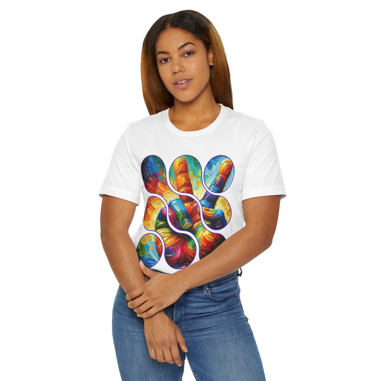 Unisex Jersey T-Shirt, "Peace" One World, Self-Love, Anti-Racism, One Love, Unity, Inclusion, Diversity, Immigrant Outsiders, Cultural Identity, Black Excellence Empowerment, Inspiration