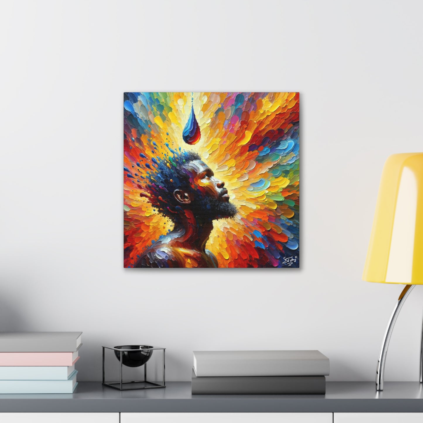 Art Print, Afro-Caribbean Man, "One Drop" Oil Finish, West Indian Ethnicity, Cultural, Heritage, Abstract, Canvas Gallery Wrap