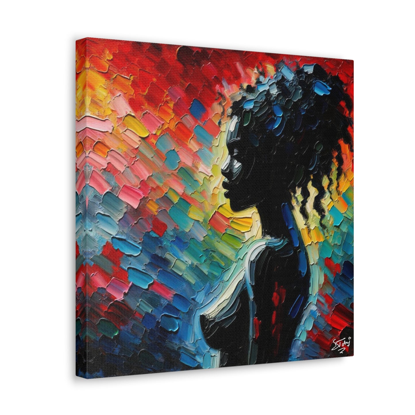 Art Print, Afro-Caribbean Woman, Silhouette, Oil Finish, West Indian Ethnicity, Cultural, Heritage, Abstract, Canvas Gallery Wrap