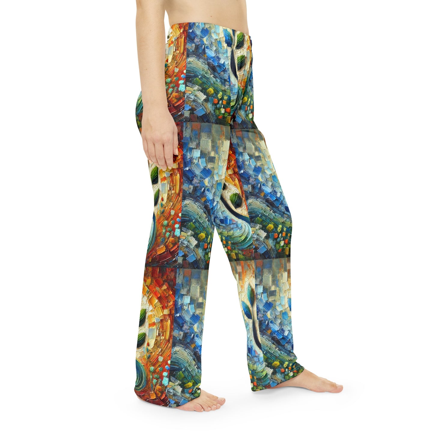 Women's Brushed Polyester Lounge Pants (AOP) Floral Abstract Print