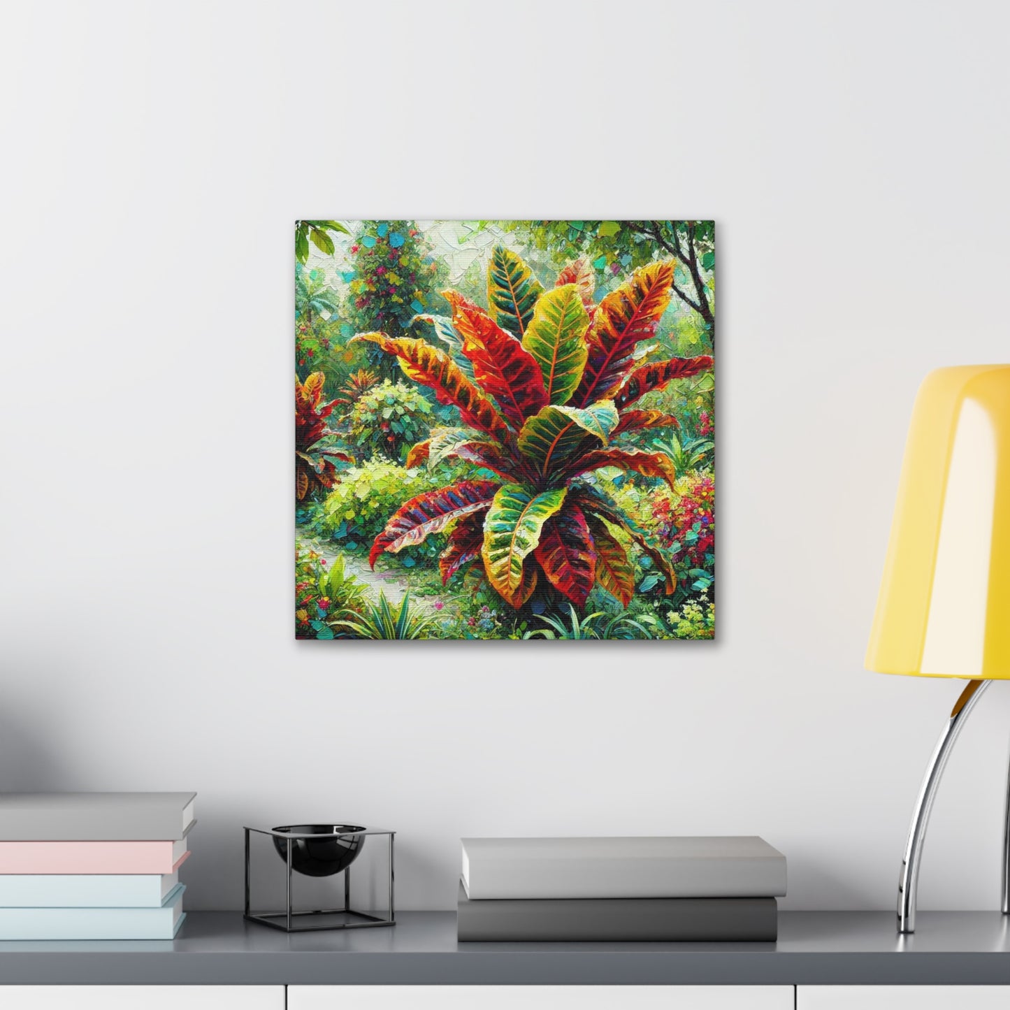 Art Print, Crotons, Oil Finish, West Indian Art, Canvas Gallery Wraps