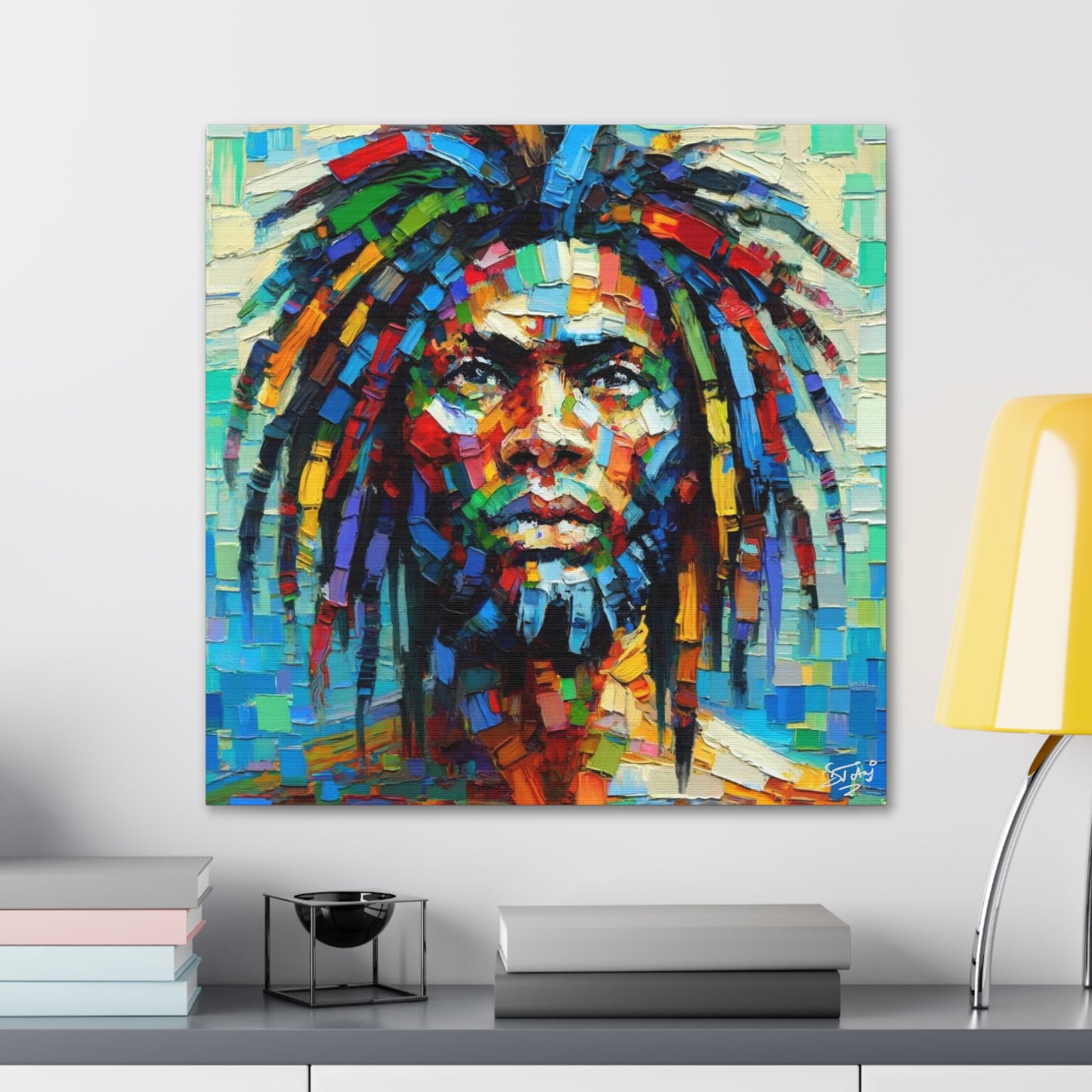 Art Print, "African Man" Oil Finish, West Indian Ethnicity, Cultural, Heritage, Abstract, Canvas Gallery Wrap