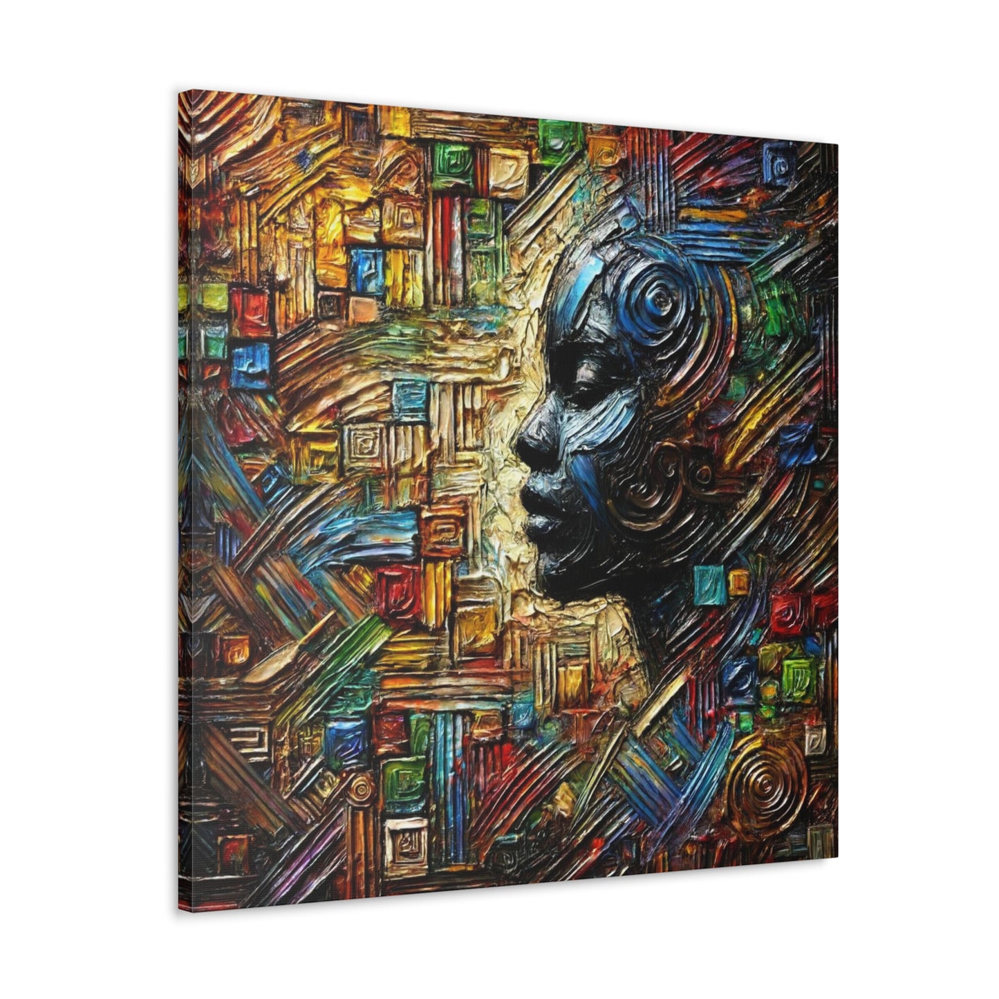 Art Print, African Print, Black Power, Silhouette, Abstract Oil Finish, Unity, One Love, Canvas Gallery Wrap