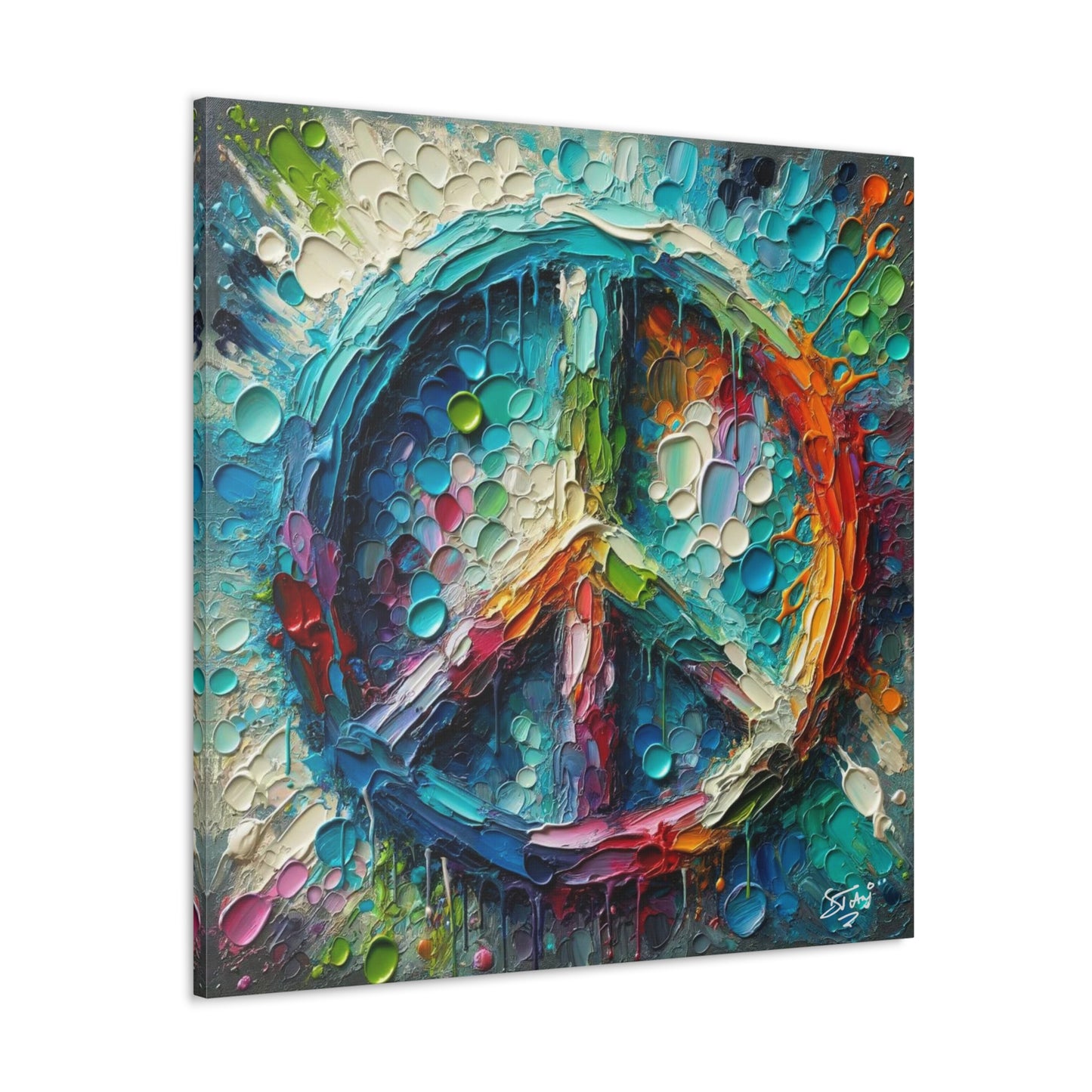 Art Print, "Peace" Oil Finish, Abstract, One Love, West Indian Ethnicity, Cultural, Heritage, Semi-Abstract, Canvas Gallery Wrap