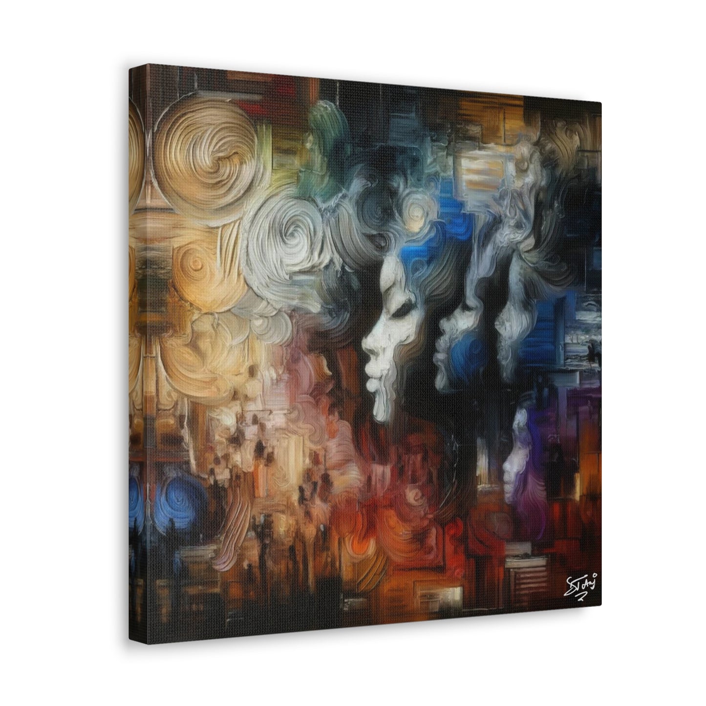 Art Print, African Women "In Abstraction," Black Roots, Oil Finish, Unity, One Love, Abstract, Canvas Gallery Wrap