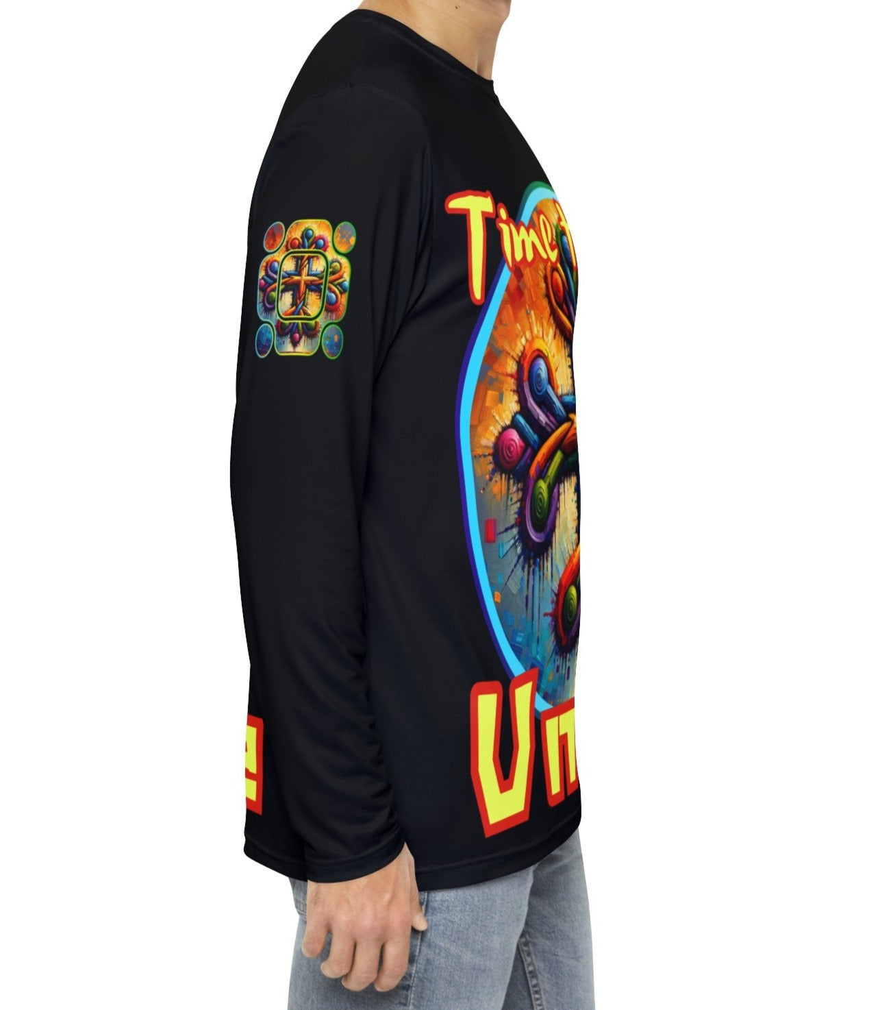 Men's Brushed Polyester Long Sleeve Shirt (AOP) "Time To Unite"