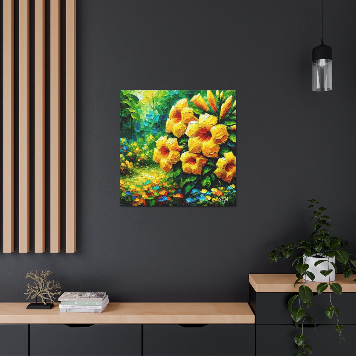 Art Print of Tropical Flowers, Oil Finish, West Indian Art, Canvas Gallery Wraps