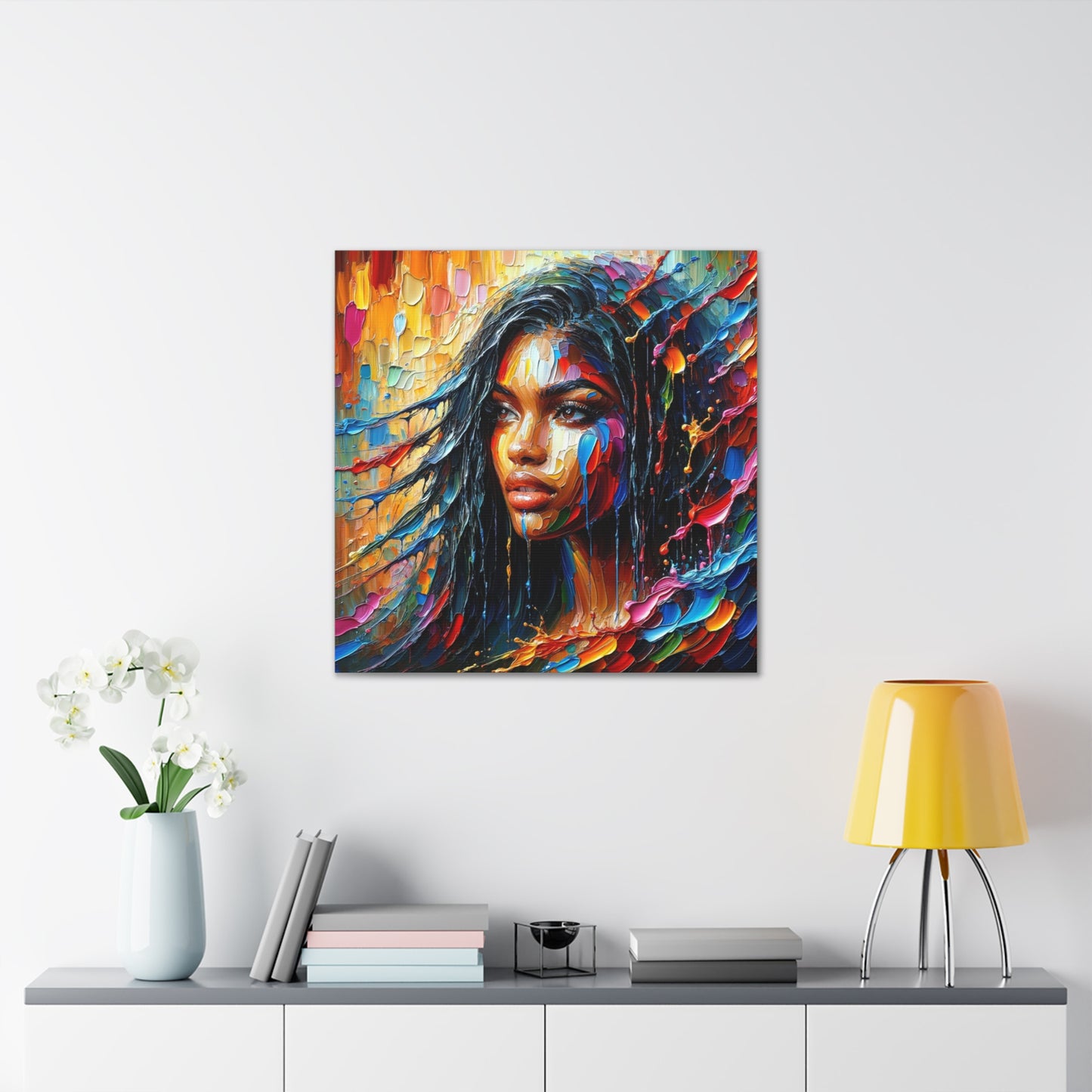 Art Print#5 of Trini Woman - Chilling in the Caribbean Sea, Oil Finish, West Indian Ethnicity, Cultural, Heritage Art, Canvas Gallery Wraps