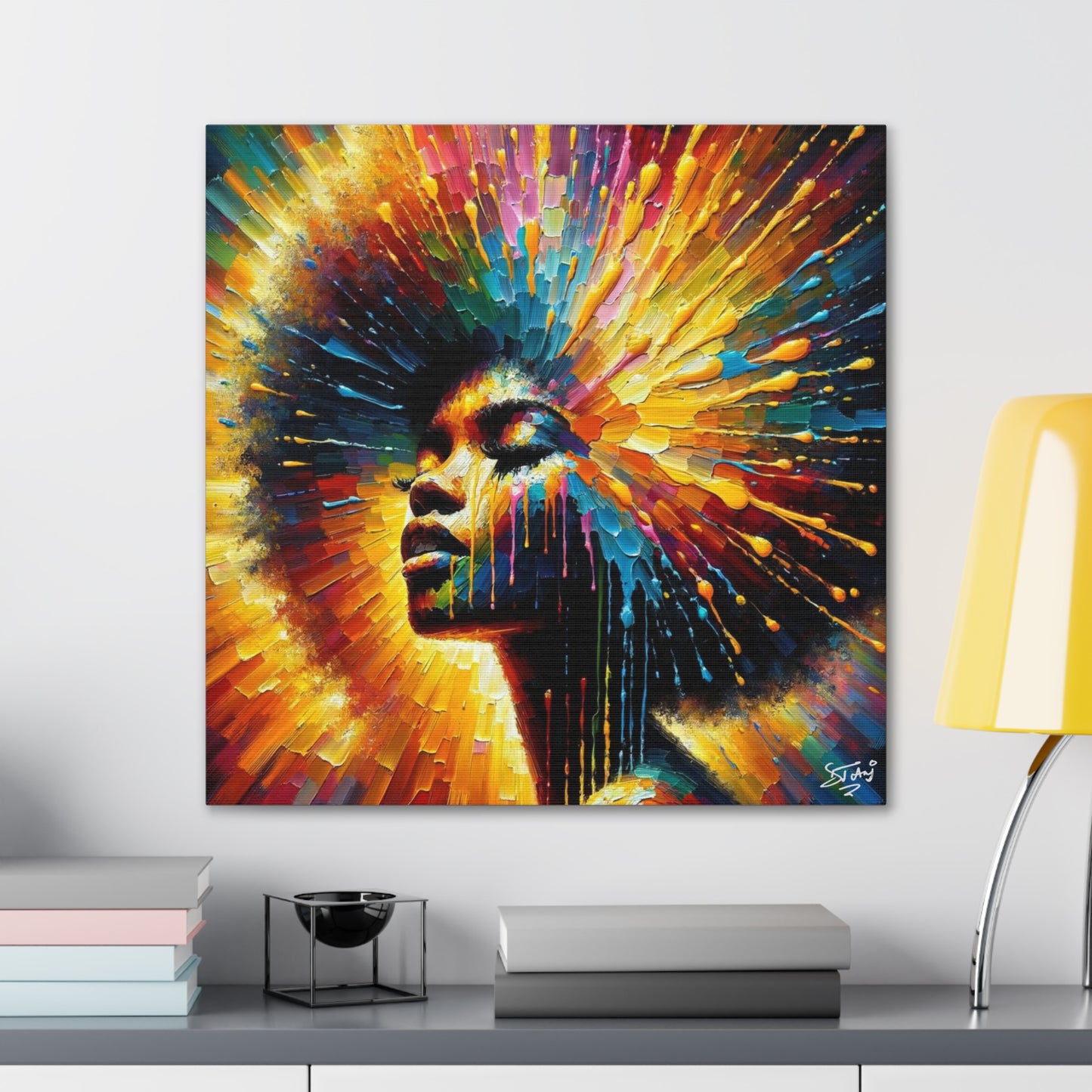 Art Print, Afro-Caribbean Woman, Oil Finish, West Indian Ethnicity, Cultural, Heritage, Semi-Abstract, Canvas Gallery Wrap