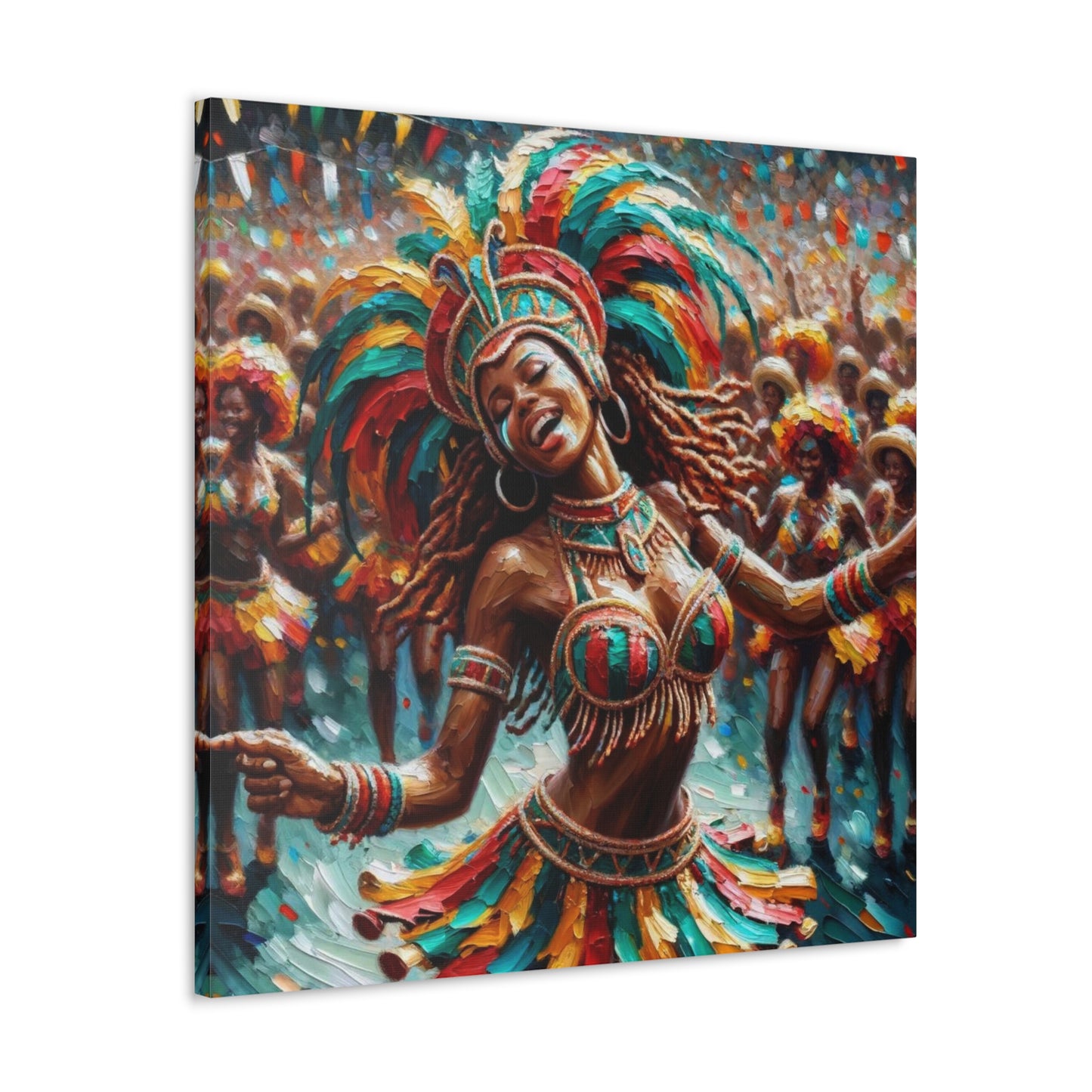 Art Print#4 of Trini Masquerader, Carnival, Oil Finish, West Indian Ethnicity, Cultural, Heritage, Art, Black Woman, Canvas Gallery Wraps