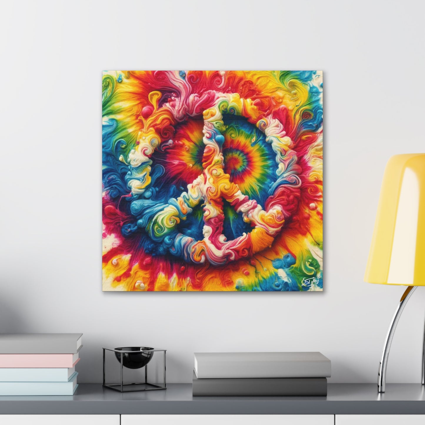 Art Print, "Peace," Oil Finish, Unity, One Love, Semi-Abstract, Canvas Gallery Wrap