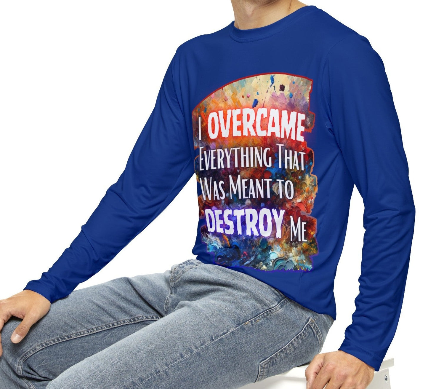 Men's Brushed Polyester Long Sleeve Shirt (AOP) "I Overcame Everything..."