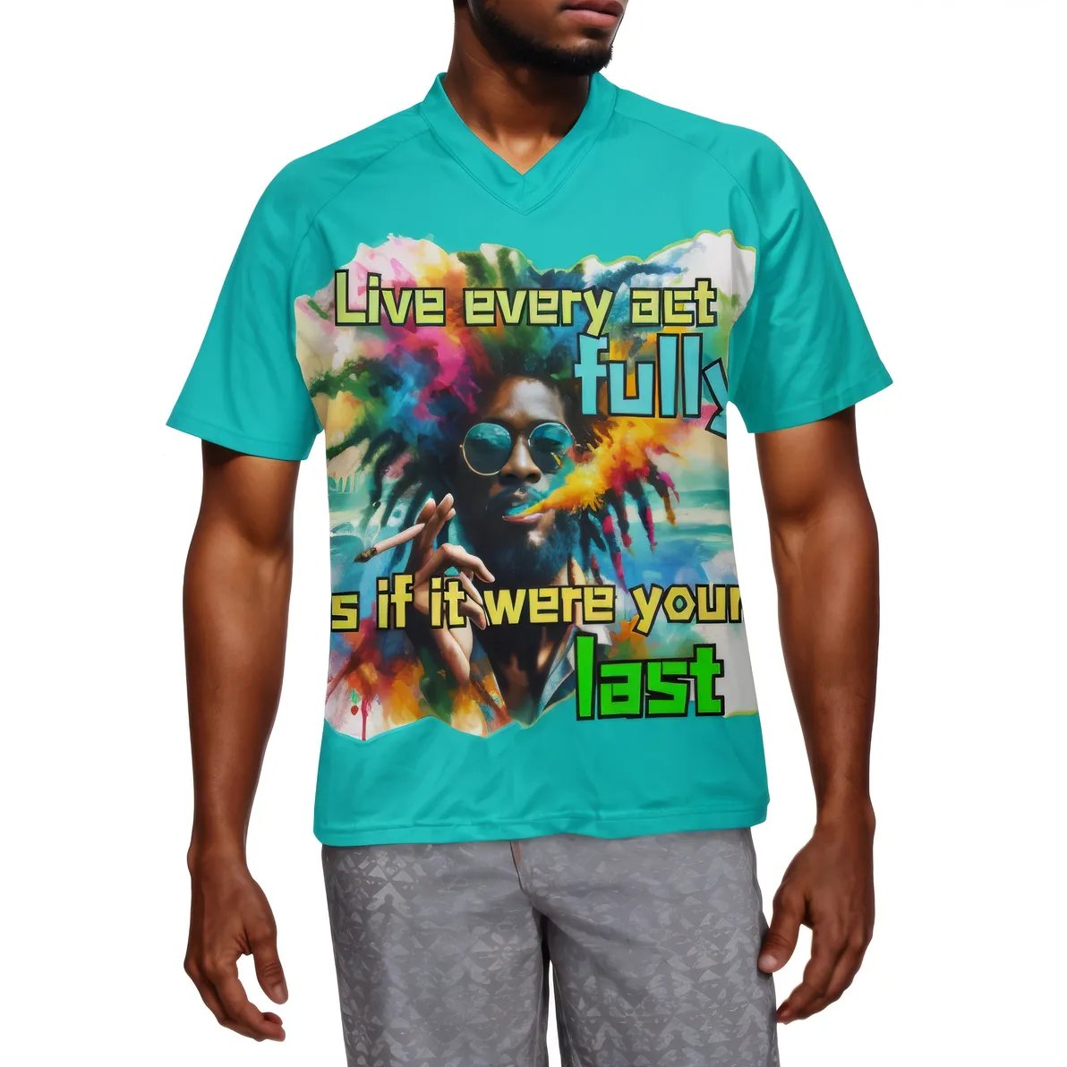 Men's V-Neck Polyester T-Shirt "Black Mental Health Matters"