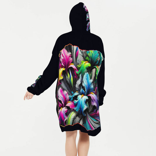 Flannel Sleeper Blanket Hoodie | "Floral Abstract"