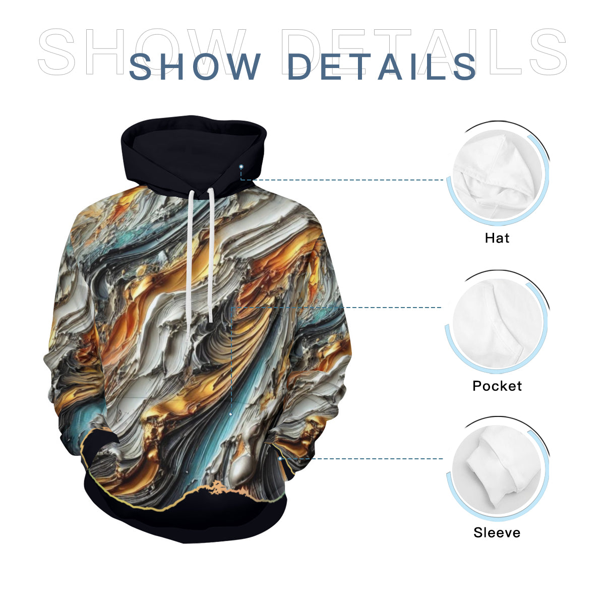 Men's Adult Hoodie Set with Double-Layer Hood "Abstract Paint Print"