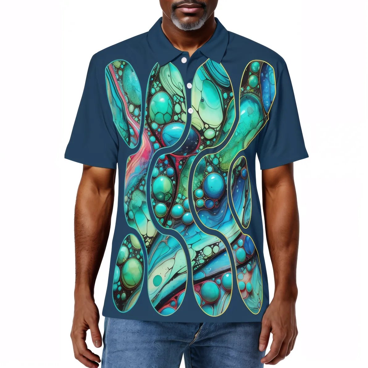 Men's Premium Polo Shirt "Abstract Water Droplets"