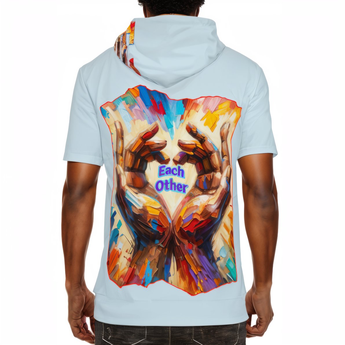 Men’s Cotton Hooded T-Shirt "Love Each Other"