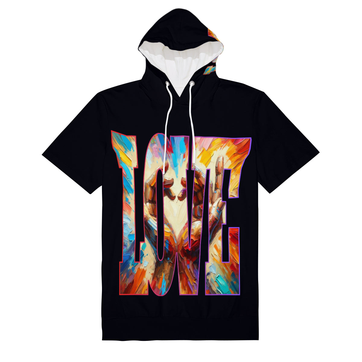 Men’s Cotton Hooded T-Shirt "Love Each Other"